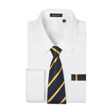 Men's Shirt with Tie Handkerchief Set - WHITE-4