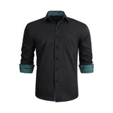 Casual Formal Shirt with Pocket - BLACK/GREEN 01