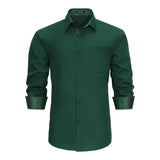 Casual Formal Shirt with Pocket - DARK GREEN