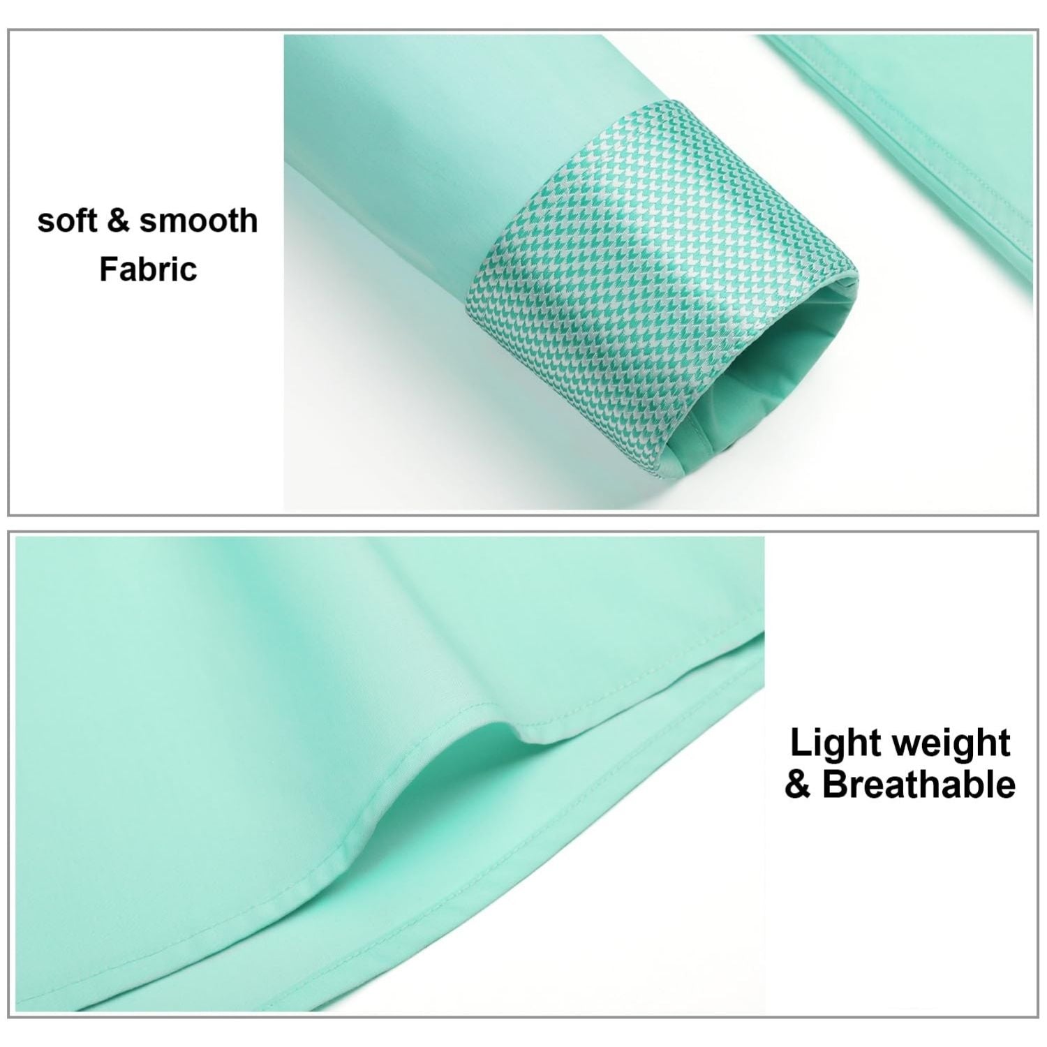 Men's Patchwork Dress Shirt with Pocket - MINT GREEN