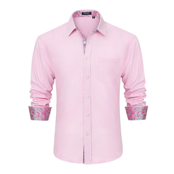 Men's Dress Shirt with Pocket - PINK/PAISLEY