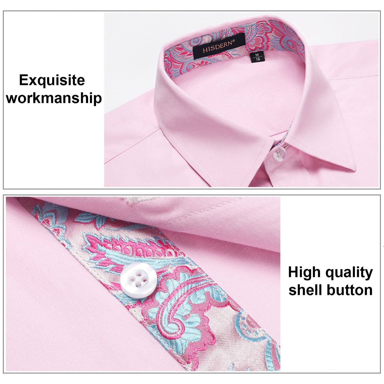 Men's Dress Shirt with Pocket - PINK/PAISLEY