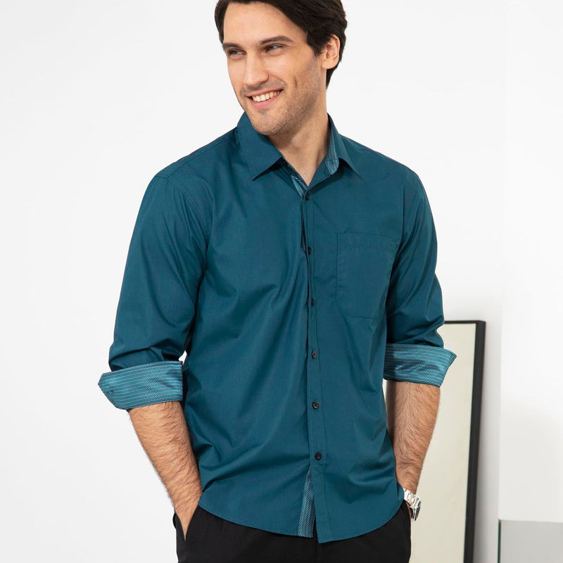 Casual Formal Shirt with Pocket - TEAL