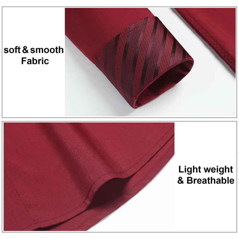 Men's Dress Shirt with Pocket - BURGUNDY/STRIPED