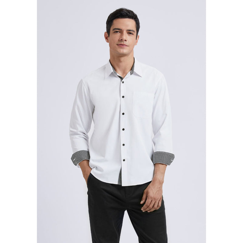 Casual Formal Shirt with Pocket - WHITE