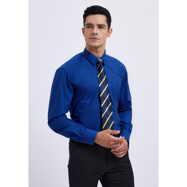 Men's Shirt with Tie Handkerchief Set - BLUE ROYAL