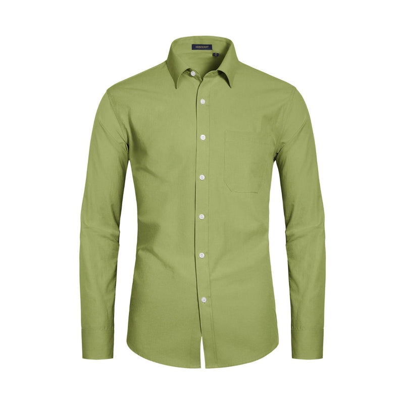 Men's Dress Shirt with Pocket - G-GRASS GREEN