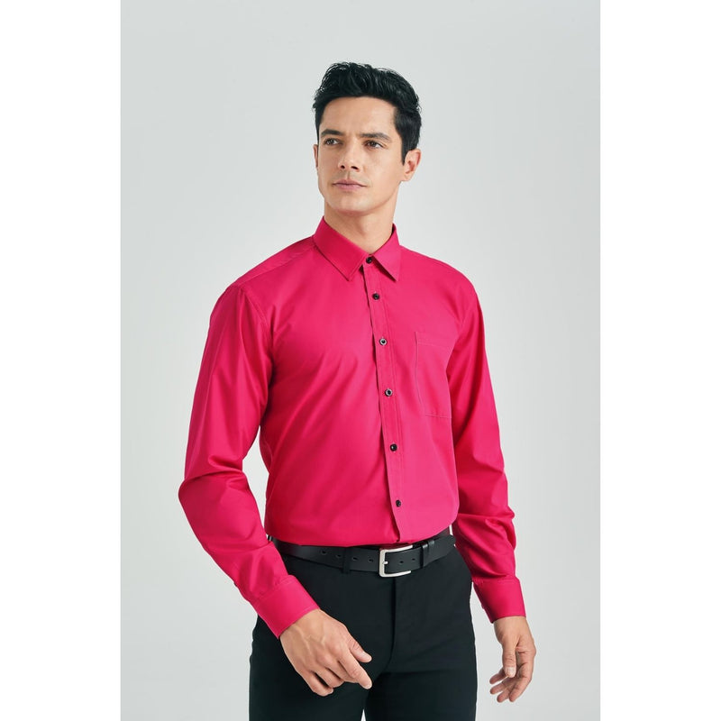 Men's Dress Shirt with Pocket - HOT PINK