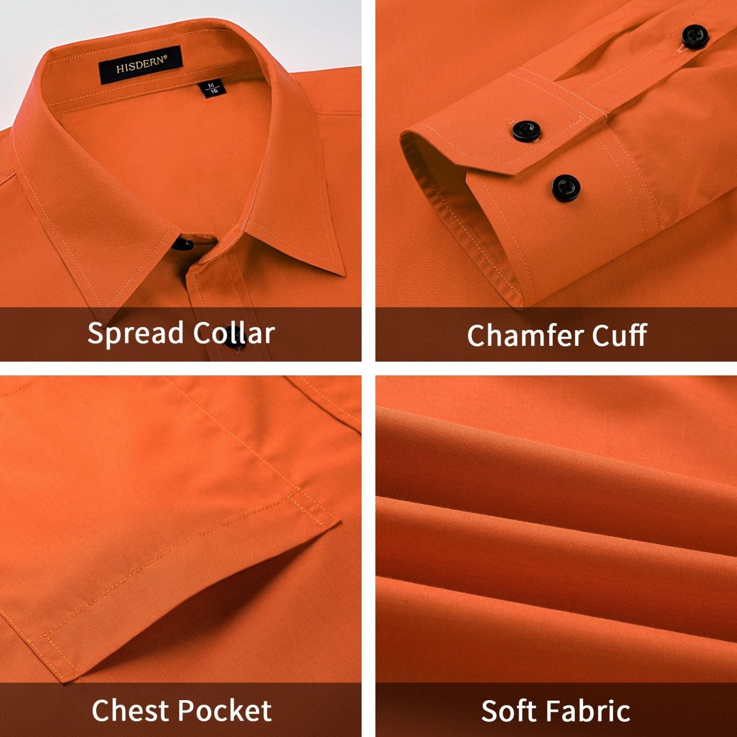 Men's Shirt with Tie Handkerchief Set - 06-ORANGE