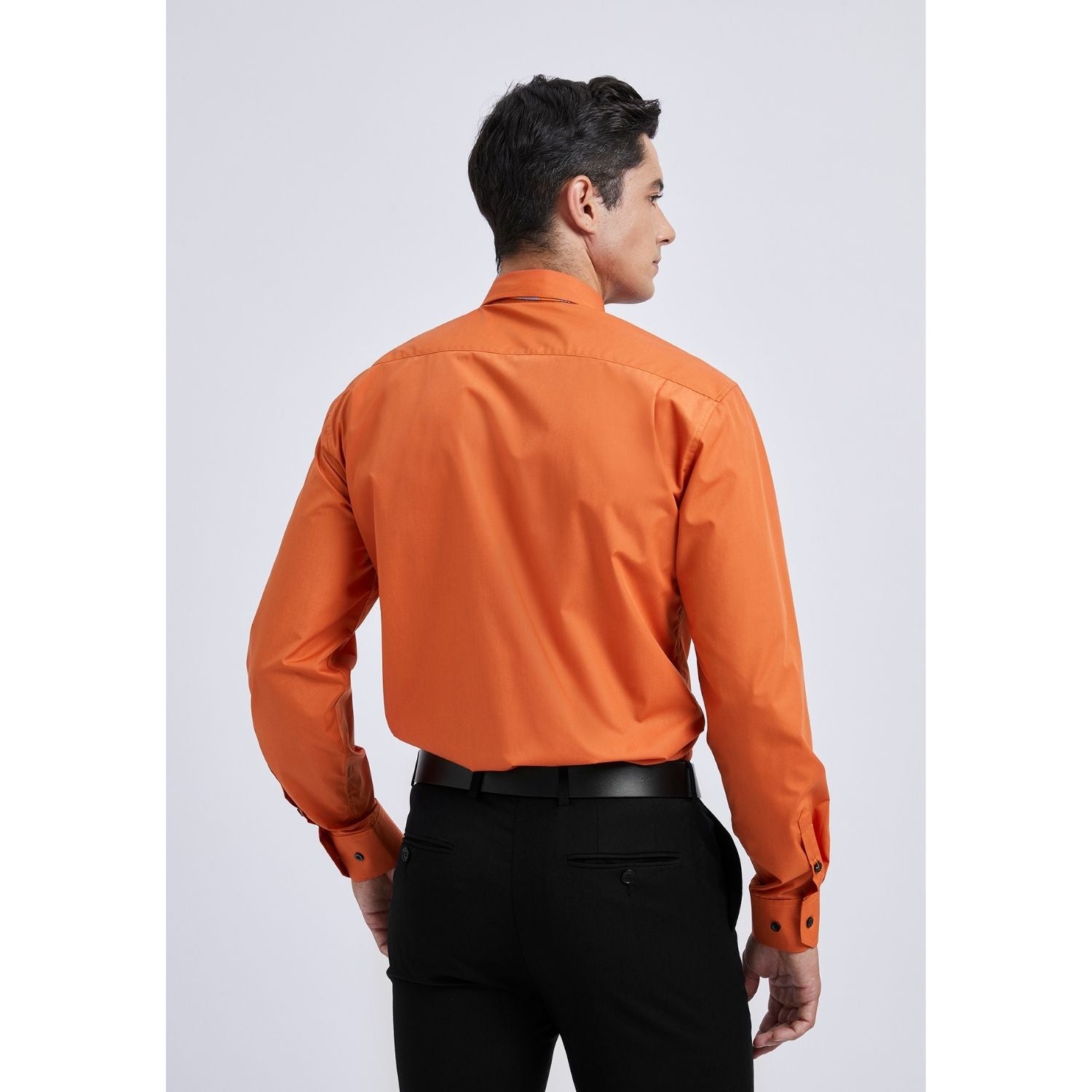 Men's Shirt with Tie Handkerchief Set - 06-ORANGE