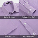 Men's Casual Long Sleeve Striped Shirt - PURPLE