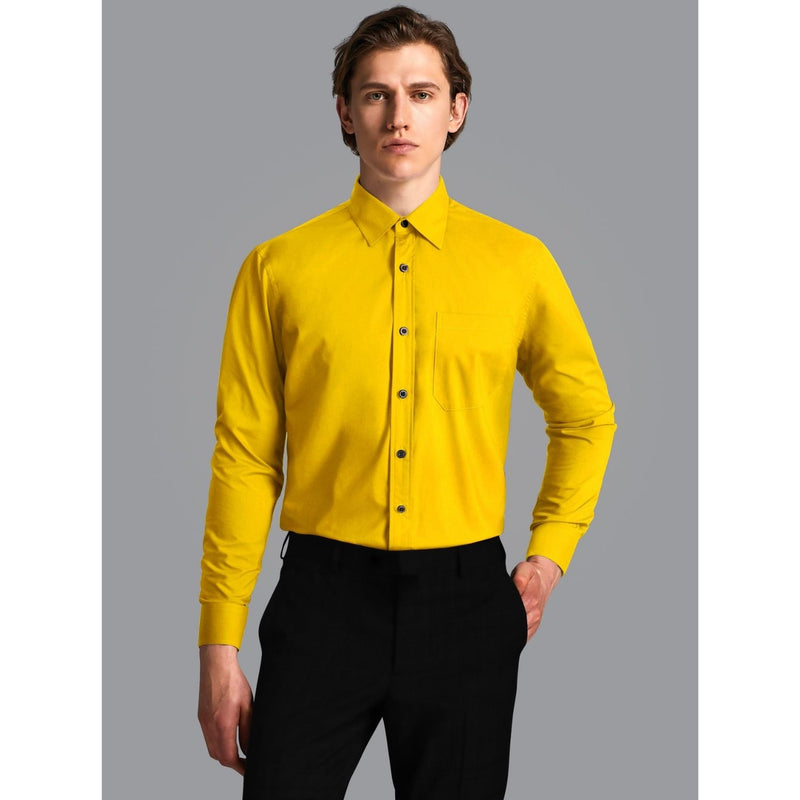 Men's Dress Shirt with Pocket - YELLOW