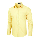 Men's Dress Shirt with Pocket - LIGHT YELLOW