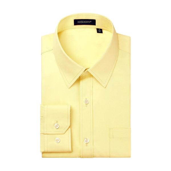 Men's Dress Shirt with Pocket - LIGHT YELLOW