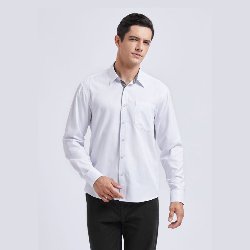 Casual Formal Shirt with Pocket - B2 WHITE