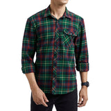 Men's Long Sleeve Plaid Shirt - RED/GREEN