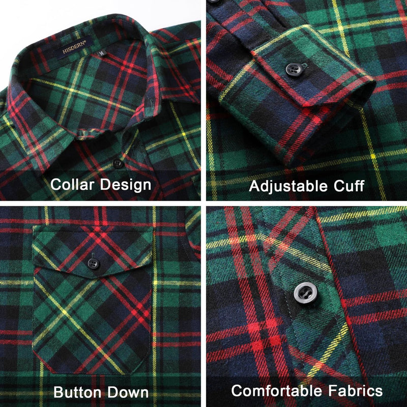 Men's Long Sleeve Plaid Shirt - RED/GREEN