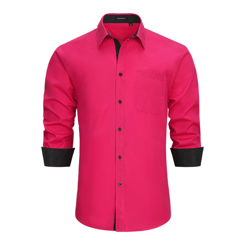 Men's Dress Shirt with Pocket - HOT PINK