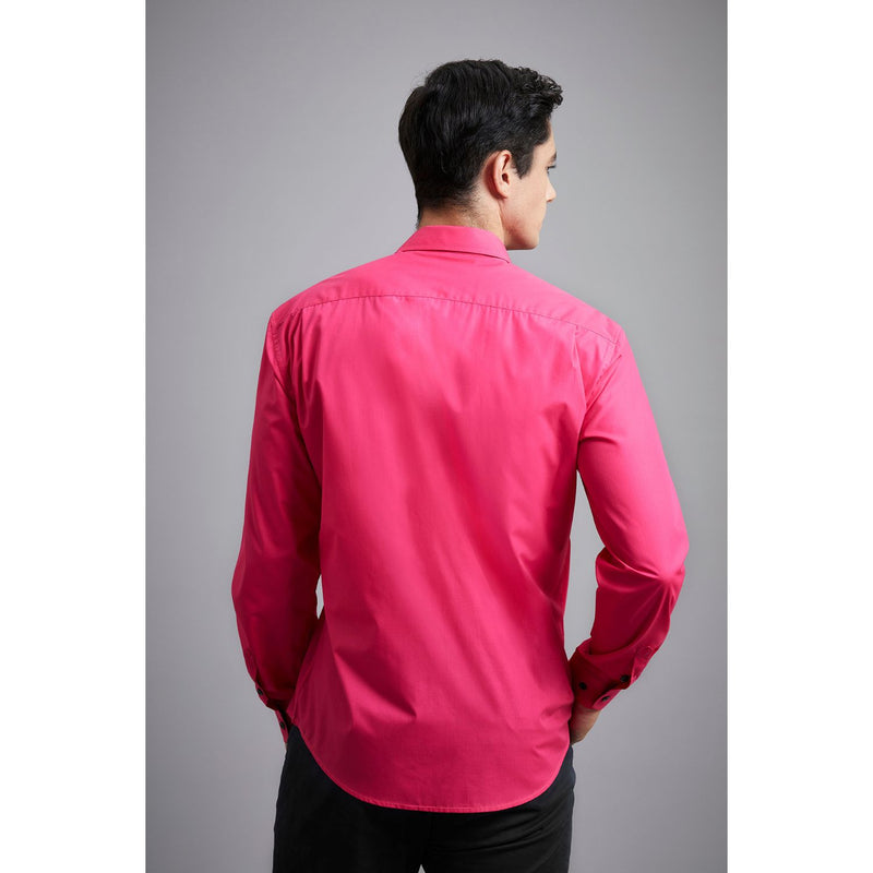 Men's Dress Shirt with Pocket - HOT PINK