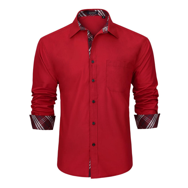 Casual Formal Shirt with Pocket - RED