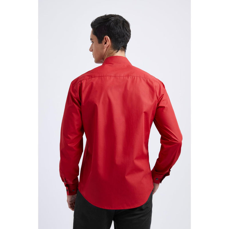 Casual Formal Shirt with Pocket - RED