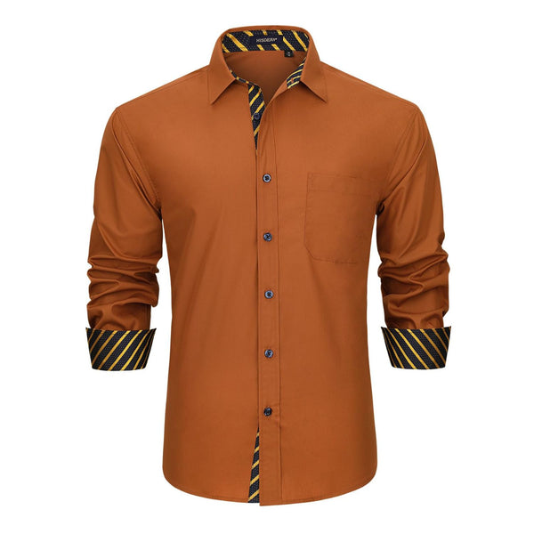 Casual Formal Shirt with Pocket - BROWN