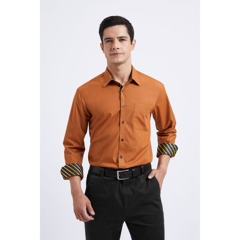 Casual Formal Shirt with Pocket - BROWN