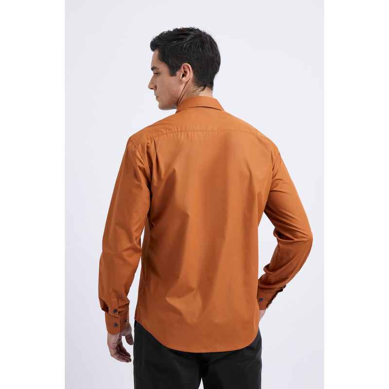 Casual Formal Shirt with Pocket - BROWN