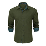 Casual Formal Shirt with Pocket - GREEN