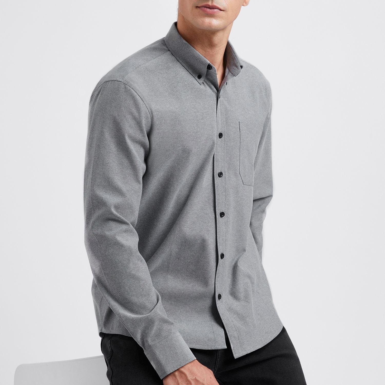 Men's Dress Shirt with Pocket - GREY