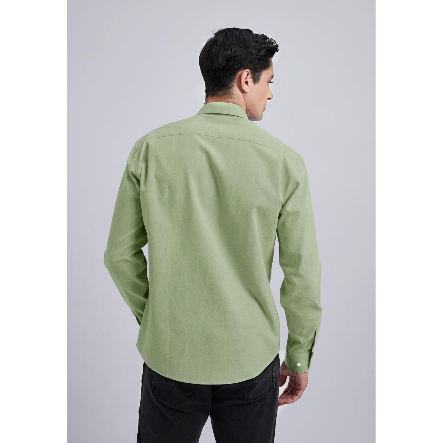 Hisdern Men's Sage Green Oxford Shirts with Chest Pocket Weekend Wear