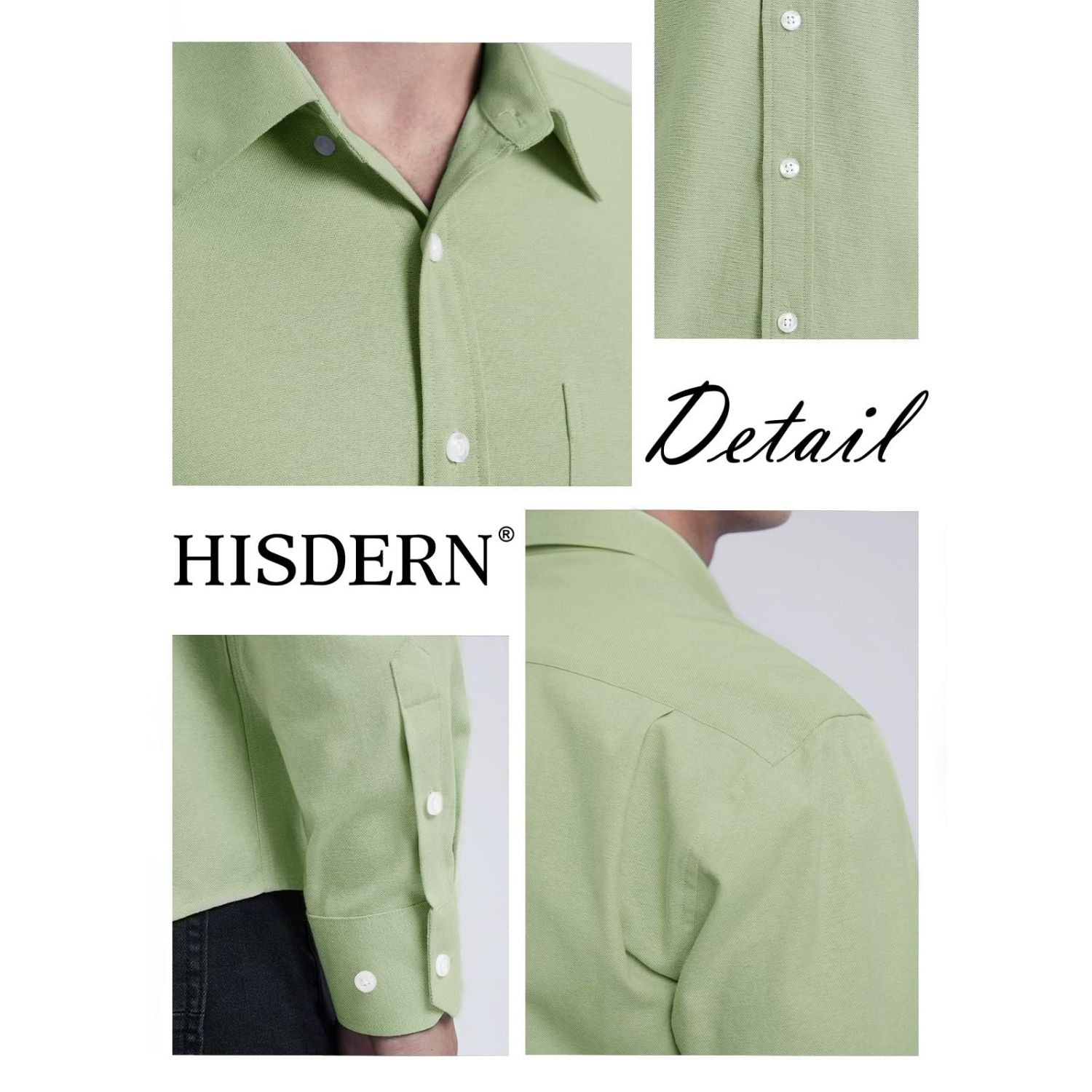 Hisdern Men's Sage Green Oxford Shirts with Chest Pocket Weekend Wear