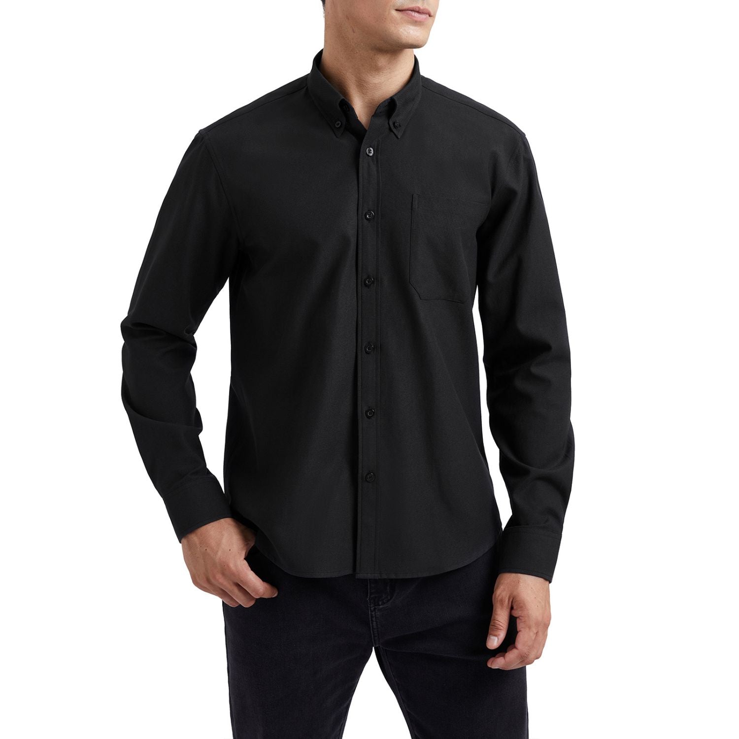 Men's Dress Shirt with Pocket - BLACK