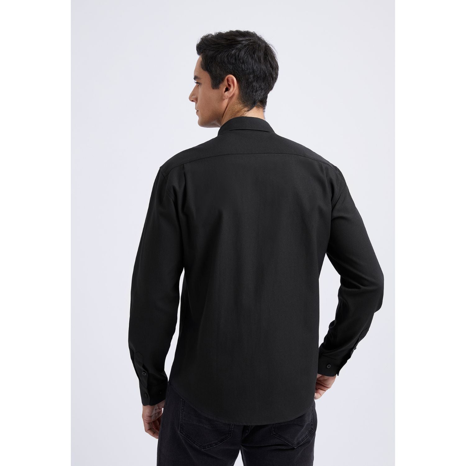 Men's Dress Shirt with Pocket - BLACK