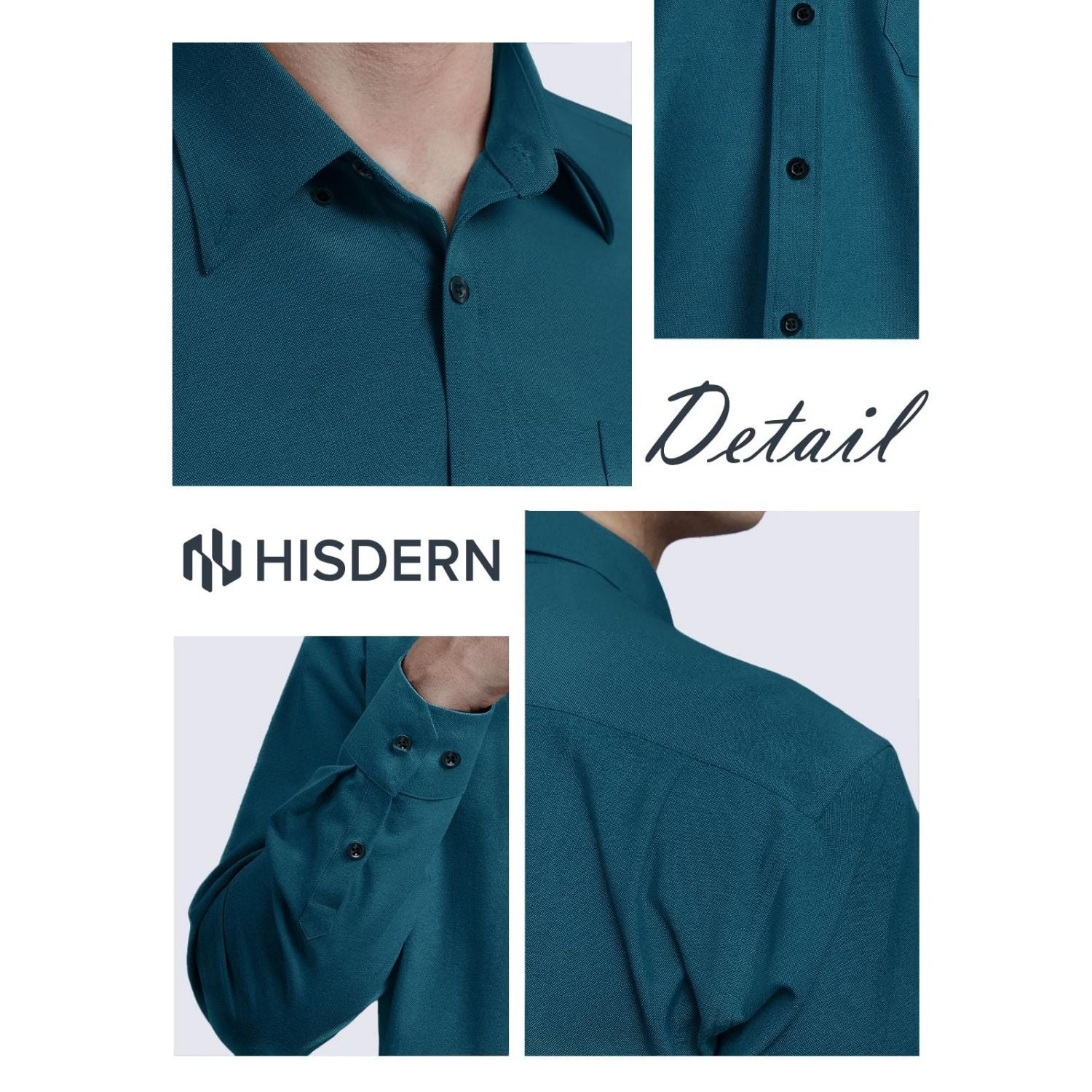 Hisdern Men's Teal Oxford Shirts with Chest Pocket Formal Office
