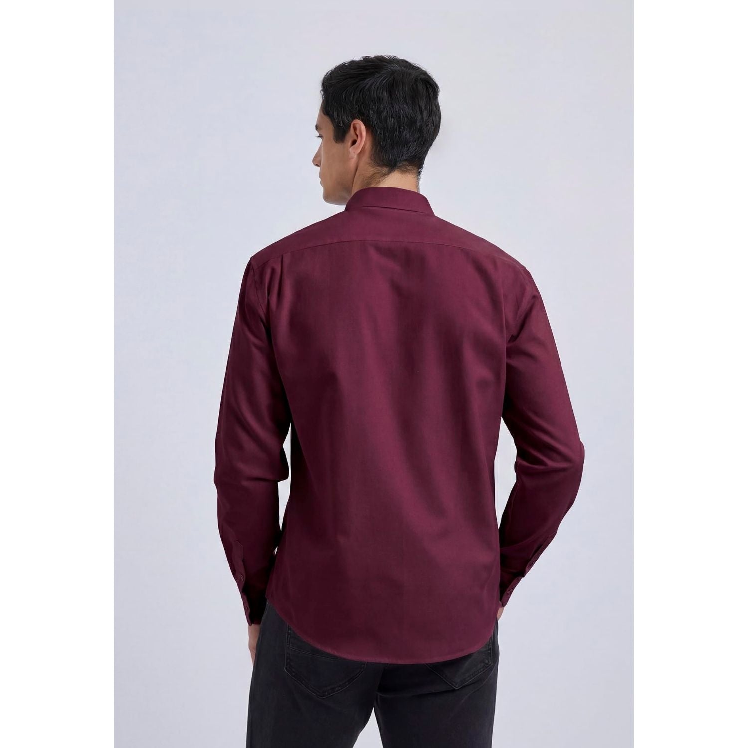 Hisdern Men's Burgundy Oxford Shirts with Chest Pocket Date Night