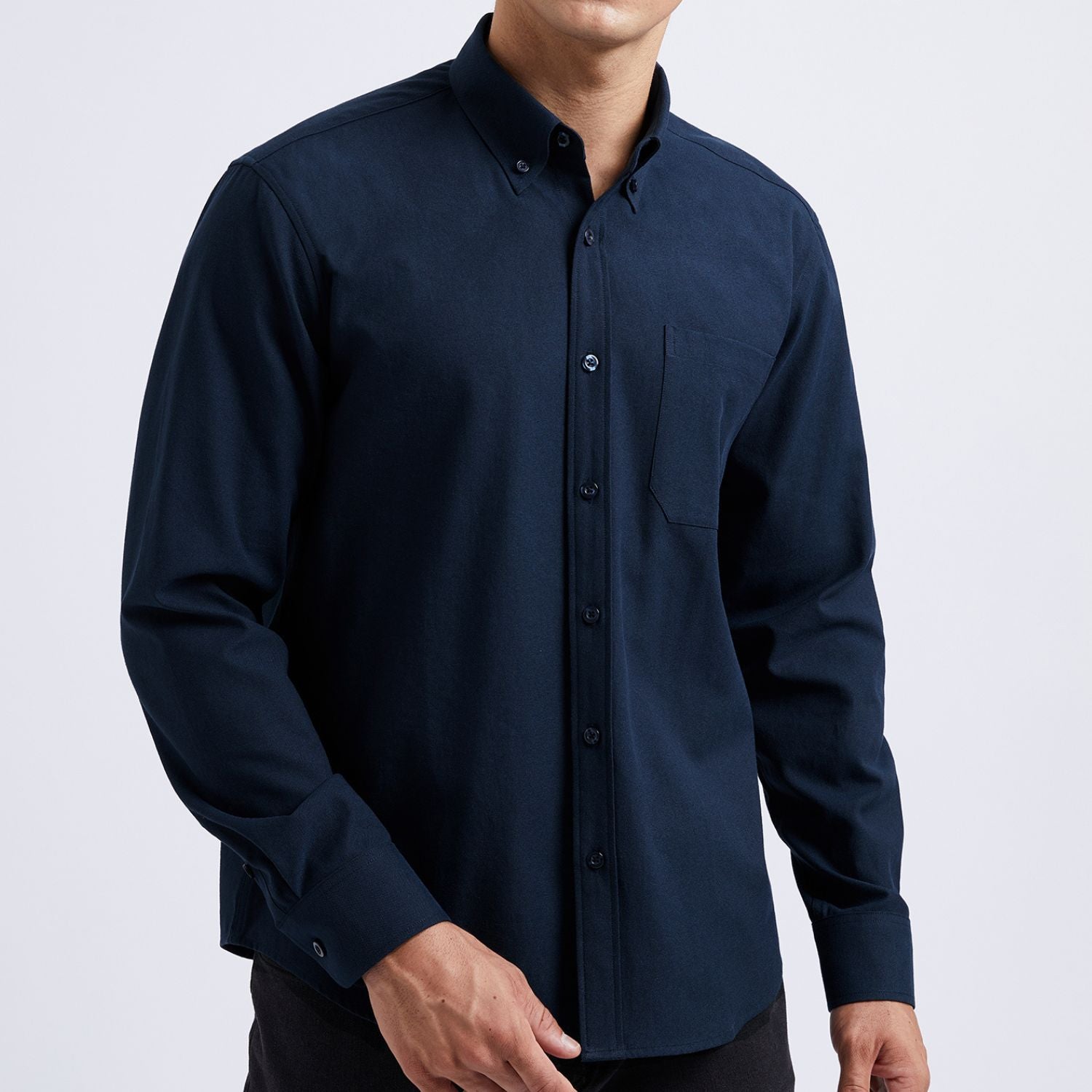 Men's Dress Shirt with Pocket - NAVY BLUE