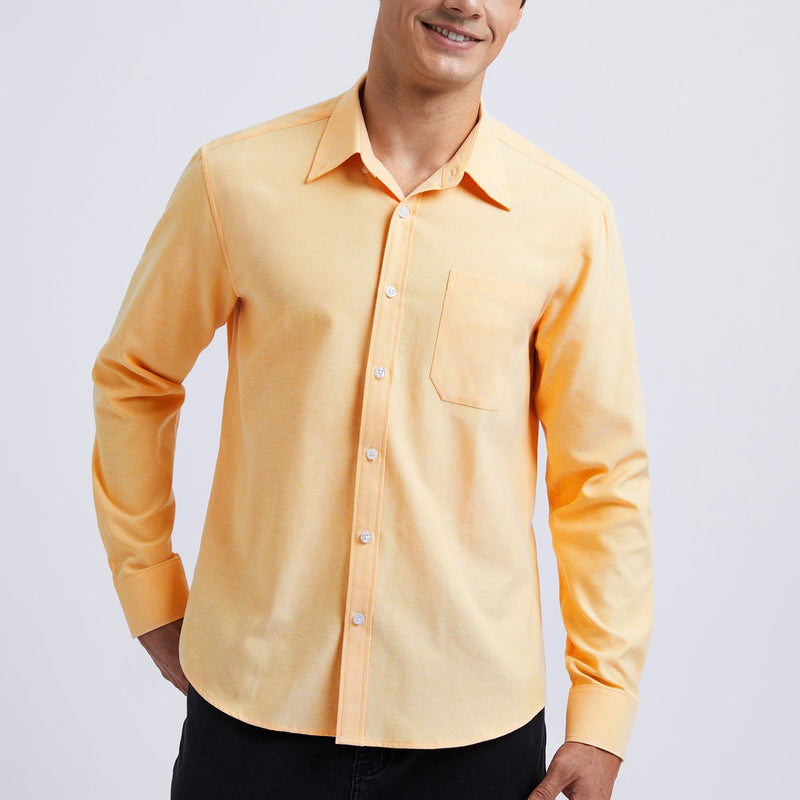 Men's Dress Shirt with Pocket - LIGHT YELLOW