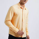 Men's Dress Shirt with Pocket - LIGHT YELLOW