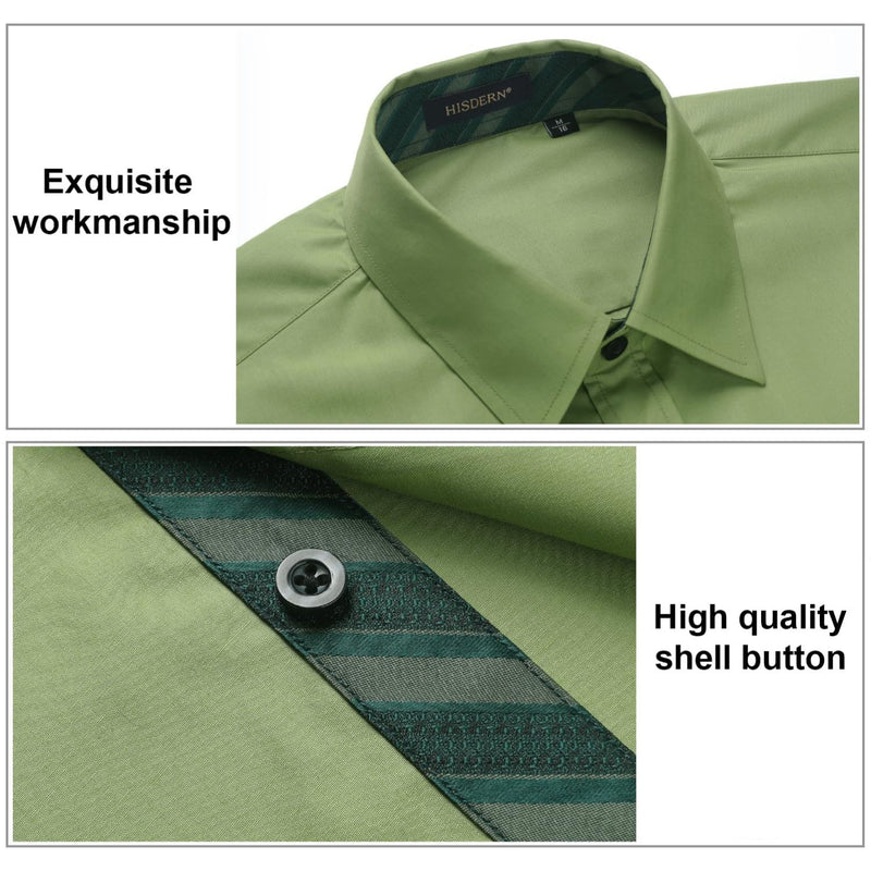 Casual Formal Shirt with Pocket - GREEN-S