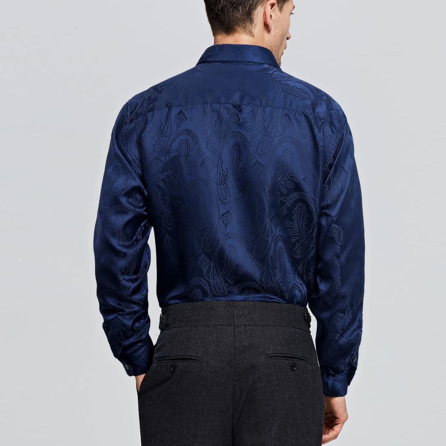 Men's Long Sleeve Shirt With Printing - NAVY BLUE