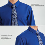 Men's Shirt with Tie Handkerchief Set - ROYAL BLUE/BLUE TIE