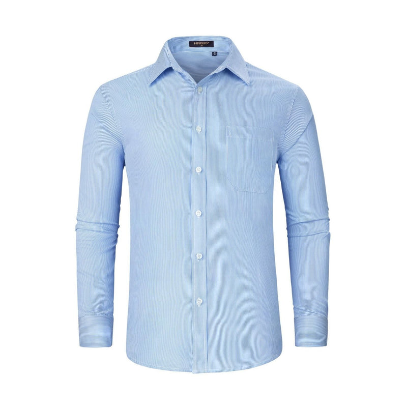 Men's Casual Long Sleeve Striped Shirt - BLUE