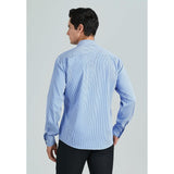 Men's Casual Long Sleeve Plaid Shirt - BLUE