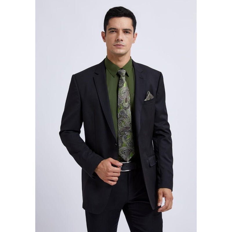 Men's Shirt with Tie Handkerchief Set - GREEN ARMY