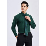 Men's Shirt with Tie Handkerchief Set - 08-GREEN 3