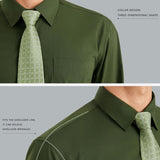 Men's Shirt with Tie Handkerchief Set - EMERALD GREEN/SAGE TIE