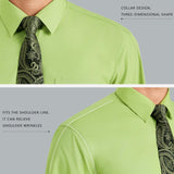 Men's Shirt with Tie Handkerchief Set - LIGHT GREEN/BLACK