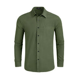 Men's Dress Shirt with Pocket - DARK GREEN