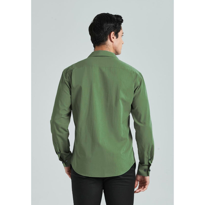 Men's Dress Shirt with Pocket - DARK GREEN